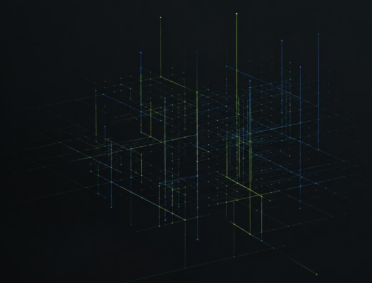 Abstract grid of connected lines symbolizing data flowing between systems